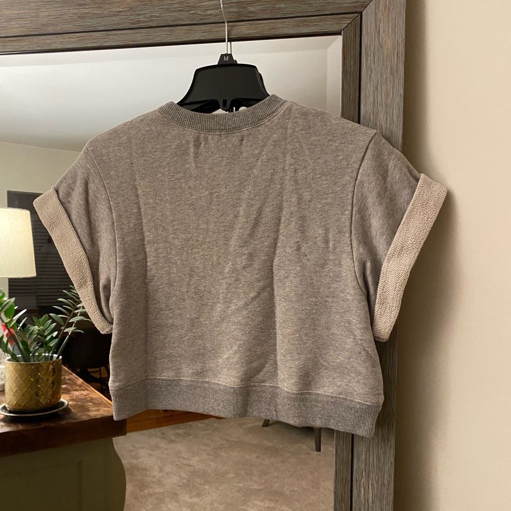 Derek Lam, XS, rolled short sleeve cropped crewneck sweatshirt top, fall must!! - Picture 4 of 7